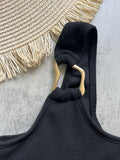 Women's One Piece Swimsuit Ring Cut Out Front High Cut Cheeky Bathing Suit Monokini Swimwear One Shoulder Ribbed Monokini