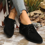 New Patchwork Loepord Pointed Toe Shoes for Women Retro Fax Suede Lacing Pumps Woman Shallow Square Heel Single Shoes Mujer