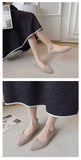 2025 Women Pointed Toe Flats Breathable Fabric Spring Summer Flat Shoes Soft Sole Slip-on Girls Daily Walking Driving Loafers