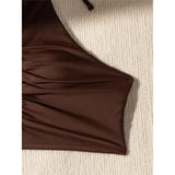 Halter Wrinkled High Neck Female Swimsuit High Waist Bikini Women Swimwear Two-pieces Bikini set Bather Bathing Suit Swim K5616