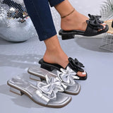 Elegant Big Bow Knot High heels Slippers Women White Slides Woman Plus Size Soft Sole  Non Slip Summer Sandal Mujer Shoes