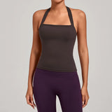 Sports Yeautifulback Breathoga Vest Neck Hanging Detachable Chest Pad Women Bra High Elasticity Slim Bable Running Sports Vest