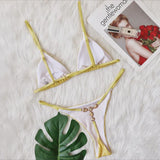 2 Colors Sexy Bikini Women Shiny Fabric Crystal Diamond G-string Swimwear Swimsuit Bikinis Set Bathing Suit Bikini Luxe Female