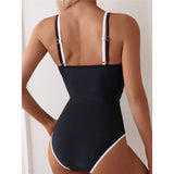 S - XL Splicing Backless High Leg Cut One Piece Swimsuit Women Swimwear Female Padded Monokini Bather Bathing Suit Swim V6789