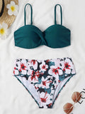 2026 Bandeau Swimsuit Women High Waist Bikini Printed Swimwear Female Padded Bathers Bathing Swimming Swim Suit Beachwear