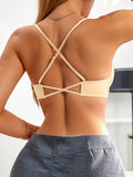 Everyday Women's cross-strap backless bra Front closure push-up bra for small breasts Seamless invisible heart-shaped cup bra
