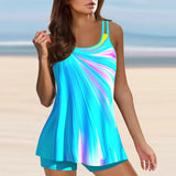 Plus Size Vintage Print Tankini Set Two Piece Swimdress Panty Bathing Suit Beachwear Beach Swimwear Retro Summer Swimsuit New