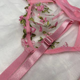 Pink Lingerie Woman Lace Underwear Fairy Embroidery Brief Sets Bra Panties Kits Breves Sets