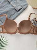 Transparent Floral Two Pieces Bras Panties Set Clothing Sexy Underwire Push Up Lingeries For Women A2123