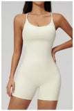 Summer New Hollow Open Back Criss Cross Yoga Jumpsuit Women Outdoor Solid Sleeveless Hip Lifting Pleate Sports Fitness Suits