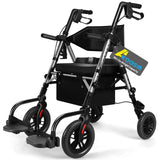 Rolling Walker Wheelchair Combo With Adjustable Seat And Handle