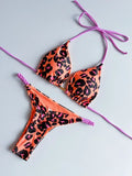 Leopard Halter Scrunch Butt Micro Thong Bikini Women Swimwear Female Swimsuit Two-pieces Bikini Set Bather Bathing Suit Swim