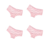 4Pcs/Set Women's Swim Fabric Lace Briefs Seamless Mid Waist Panties Solid No Show Underwear Cotton Gusset Plus Size 4XL