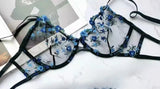 French Floral Bra Set Women | Sweet Sexy Sheer Mesh Lace, Transparent Underwear Set | Practical & Feminine MOYISU Sexy Panty Set