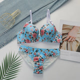 2-Pieces High quality Women's Flower Printed Bra Underwear Set Women's Autumn/Winter New Underwear Underwear Underwear A2173