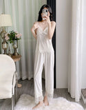 Gold velvet three-piece pajamas set, autumn and winter lace nightgown, sexy home wear with chest pad