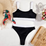 Sexy Splicing Ribbed Bikinis High Waist Bikini 2026 Female Swimsuit Women Swimwear Two-pieces Bikini Set Bathing Suit Swim Lady