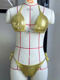 Snake Skin Rhinestone Diamond Bikini Female Swimsuit Women Swimwear Two-pieces Bikini Set High Cut Halter Bathing Suit Swim Lady