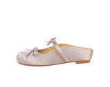 BIGTREE Satin Bow With One Strap With Shallow Mouth Half-Tugging Women's Hollow Inner Heightened Round-Head Sandals Comfortable