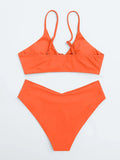 New Women's Swimsuit High Waist Two Piece Bikini Set Hollow Out V-neck Bandage Cross Backless Beach Swimwear Summer Bathing Suit