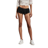 Womens Solid Color Layered Ruffle Bloomers Bow Low Rise Mini Under Shorts for Dresses Summer Clothes