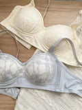 Summer Lace Half Cup Bra Small Bust Beachwear Gathering Light Support Pure Bralette Ultra Thin Wirefree Set AU MOYISU S-XL-32-38