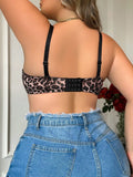 Leopard Print Sexy Lace Stitching Underwear For Ladies D Cup Plus Size Women's Clothing Suitable For Buxom Women Bra B2414