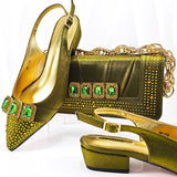 Doershow New Arrival Shoes and Bag Set African Sets 2024 Olive Nigerian Women Shoes and Matching Bags Set for wedding  1-11