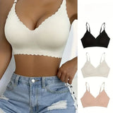 Seamless Ice Silk Ultra-Thin Breathable Bra Comfortable Breathable Underwear Women's Suspender Wavy Sexy Push-up Vest