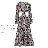 Waist Cut Out Backless Sexy Summer Maxi Dress Elegant Deep V Neck Holiday Long Dress Red Black Boho Floral Dress Women 2025