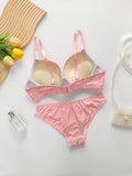 Women's Sexy Lingerie Set With Pink Leopard Print Printed Women's Steel Ring Push Up Bra And Underwear Set A2135