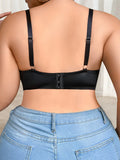 High quality plus size full cup black women's solid color underwear without steel ring sexy Lingerie MR3525