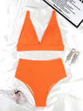 2026 Triangle High Waist Bikini Solid Strappy Swimwear Female Sexy Swimsuit Women Bathers Bathing Swimming Swim Suit Beachwear