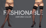 Elegant Lace Top Thigh High Stockings for Women Sheer Black Mesh with Floral Design Stretchy and Stylish Socks