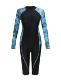 2026 Zipper Rushguard Long Sleeve Surfing Swimsuit Women One Piece Tie Dye Swimwear Female Bather Bathing Swimming Swim Suit XXL
