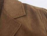 Foridol Turn Down Collar Brown Autumn Jacket for Women Casual Single Breasted Long Coat Jacket Female Winter Jacket Back Slit