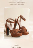 2026 New Block High Heels Sandals Women Peep Toe Ankle Strap Buckle Wedding Party Dress Office Platform Sandals