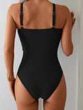 2026 Sexy Mesh Swimsuit One Piece Ring Link Strappy Swimwear Women Solid Bathers Bathing Swimming Swim Suit Female Beachwear