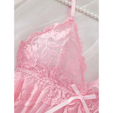 2025 Lace Sleeping Robe Nightgown Set Hot Erotic Pajamas With Summer Sleeveless Halter Dress Sexy Sleepwear For Plus Size Woman