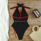 Floral One Piece Swimsuit 2025 New Halter Bandage Swimwear Women Swimsuit Bathing Suit Beachwear Monokini Female Swimming Suits