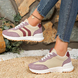 Fashion Mixed Color Women's Sneakers 2026 Spring Lace Up Non Slip Sport Shoes Women Comfort Thick Sole Running Walking Shoes