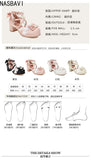 Women's Summer White Buckle Strap Sandals Pink Bowknot Pearls Cross Strap Shoes Black Ruffles High Heels Lady Lolita Party Shoes