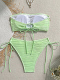 XS - XL Bandeau Wrinkled High Cut Bikini Women Swimwear Female Swimsuit Two-pieces Bikini Set Shells Bather Bathing Suit Swim