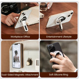 Double-sided Magnetic Phone Holder Rotating Desk Mobile Phone Stand For iPhone 17 16 MagSafe MultiFunction Finger Ring Bracket