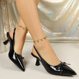 Bow Pointed Toe High Heels Sandals Women Fashion Design Stiletto Heeled Mules Sandals Woman Summer Plus Size 43 Slingback Shoes