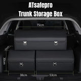 Car Trunk Organizer Organizers And Storage Suv Faux Leather Foldable Trunk Multi-Compartment Adjustable Auto Grocery Storage Box