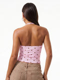 Women's Summer Halter Neck Tops Fashion Sleeveless Dota Print Slim Fit Cami Tops