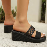 Womens  Sandals High Heeled Slippers Hollow Out Large Size Thick Soled Fish Mouth Sandals Non-Slip