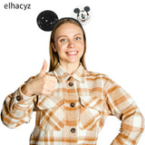 Disney Festival Party Cosplay Mouse Ears Headband 3.3" Ears Glitter Hairband Without Bow For Boys DIY Cartoon Hair Accessories