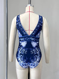New Swimsuit High-End Design 2Pcs Floral Print Ruffle Slimming Holiday Sexy Hot Spring One Piece Swimsuit for Women